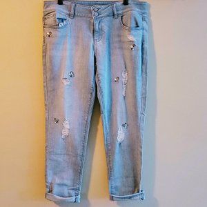 Light Wash Distressed Bejeweled Soho Jeans NY & Co